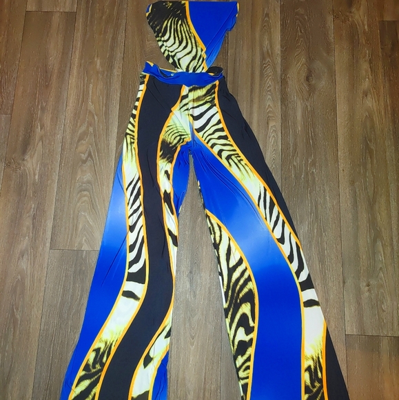 1pc Blue Yellow Print Custom Made Small - Picture 3 of 4